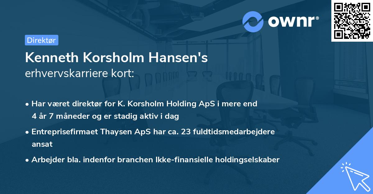 Kenneth Korsholm Hansen's erhvervskarriere kort