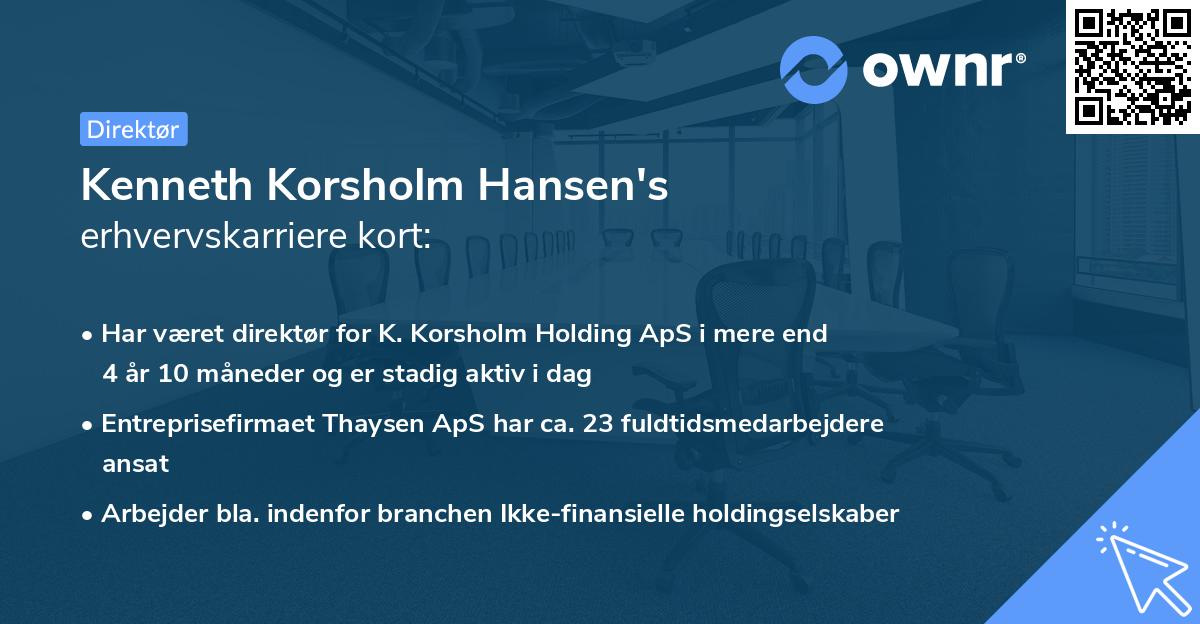 Kenneth Korsholm Hansen's erhvervskarriere kort