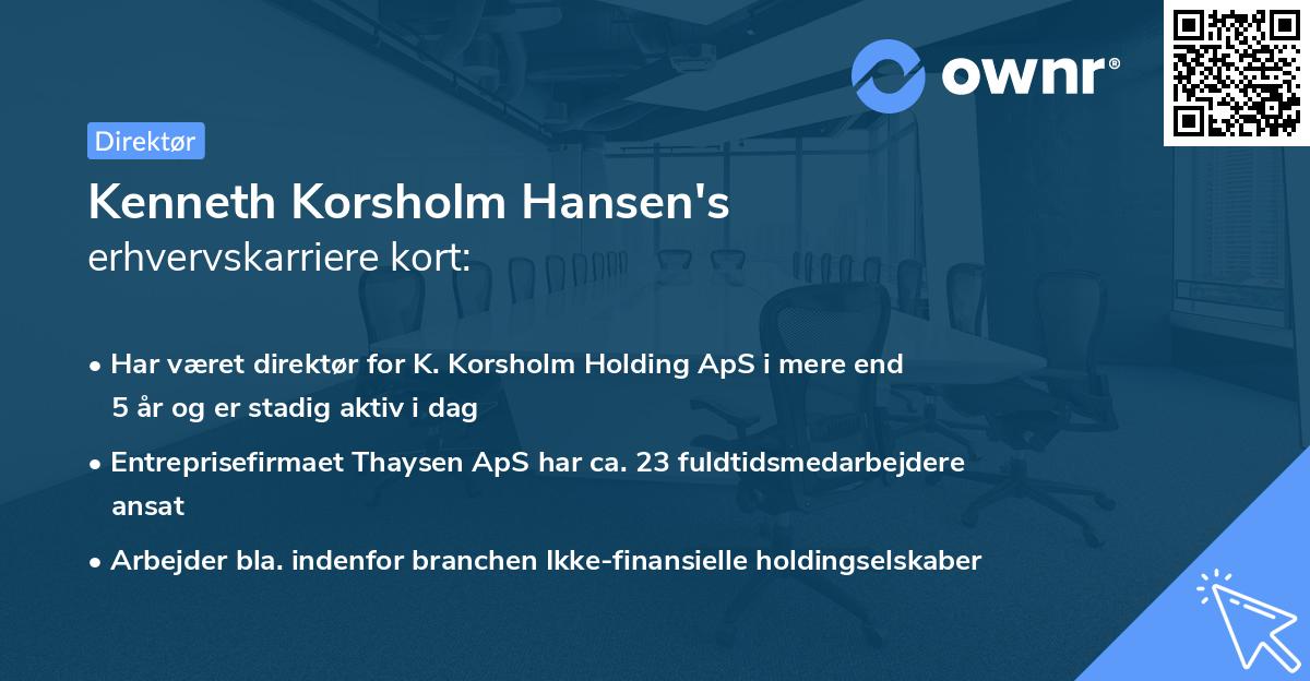 Kenneth Korsholm Hansen's erhvervskarriere kort