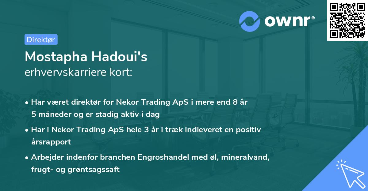 Mostapha Hadoui's erhvervskarriere kort