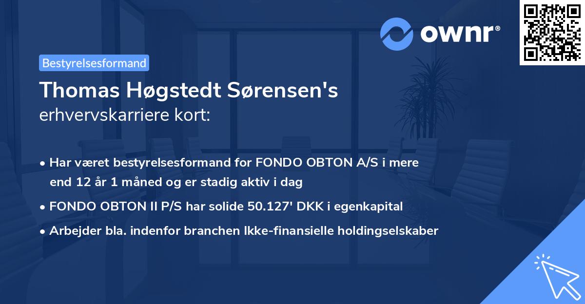 Thomas Høgstedt Sørensen's erhvervskarriere kort