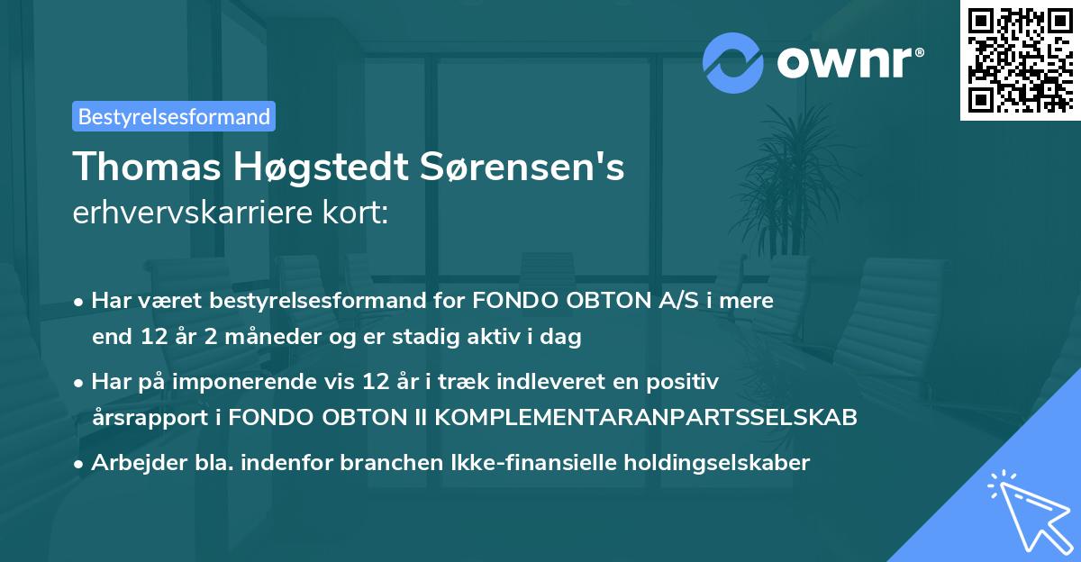 Thomas Høgstedt Sørensen's erhvervskarriere kort
