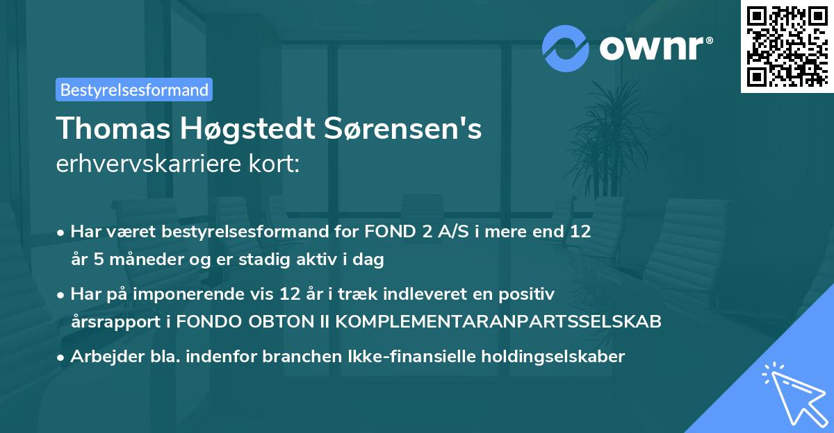 Thomas Høgstedt Sørensen's erhvervskarriere kort