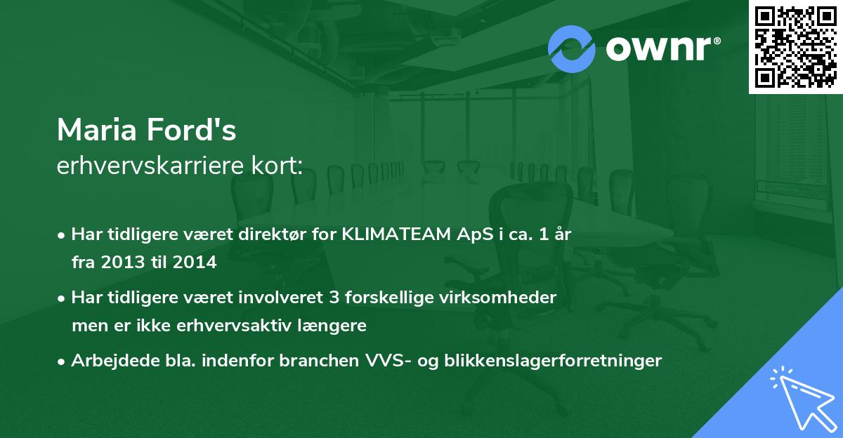 Maria Ford's erhvervskarriere kort