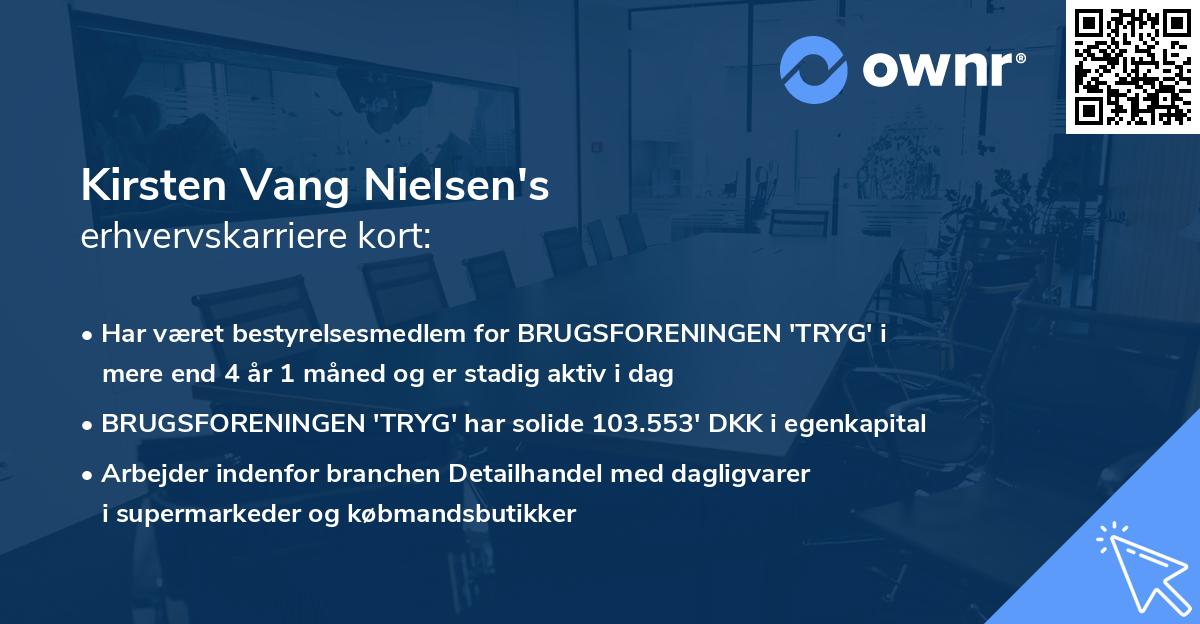 Kirsten Vang Nielsen's erhvervskarriere kort