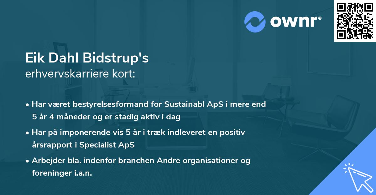 Eik Dahl Bidstrup's erhvervskarriere kort