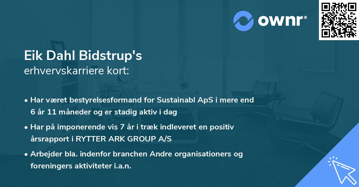 Eik Dahl Bidstrup's erhvervskarriere kort