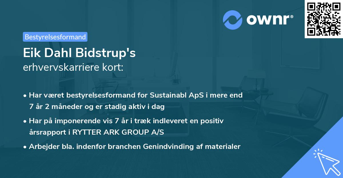 Eik Dahl Bidstrup's erhvervskarriere kort