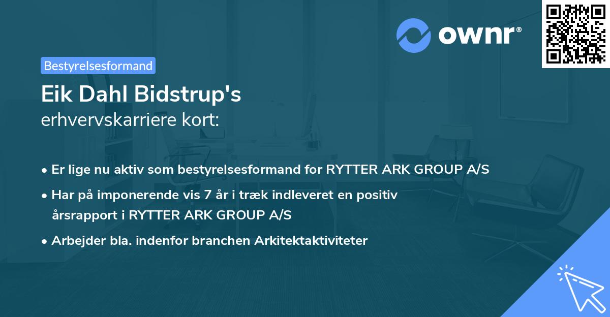 Eik Dahl Bidstrup's erhvervskarriere kort