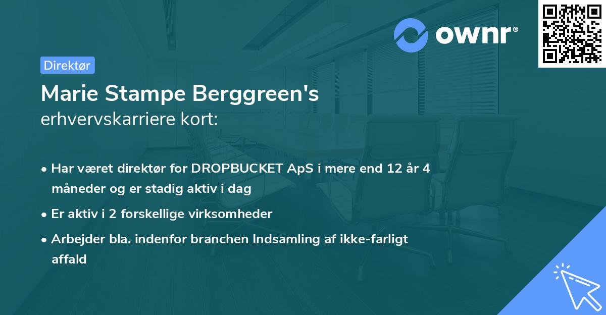 Marie Stampe Berggreen's erhvervskarriere kort