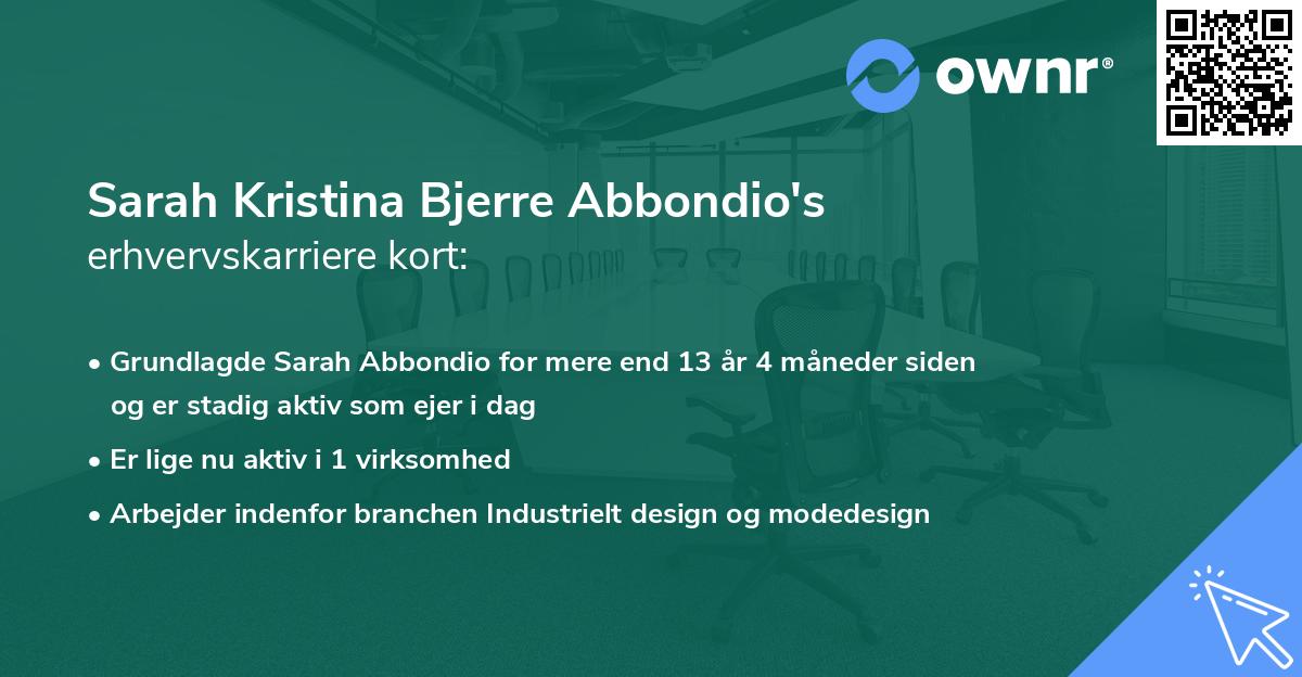 Sarah Kristina Bjerre Abbondio's erhvervskarriere kort