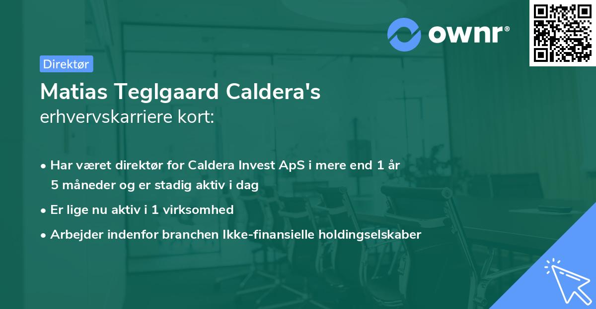 Matias Teglgaard Caldera's erhvervskarriere kort