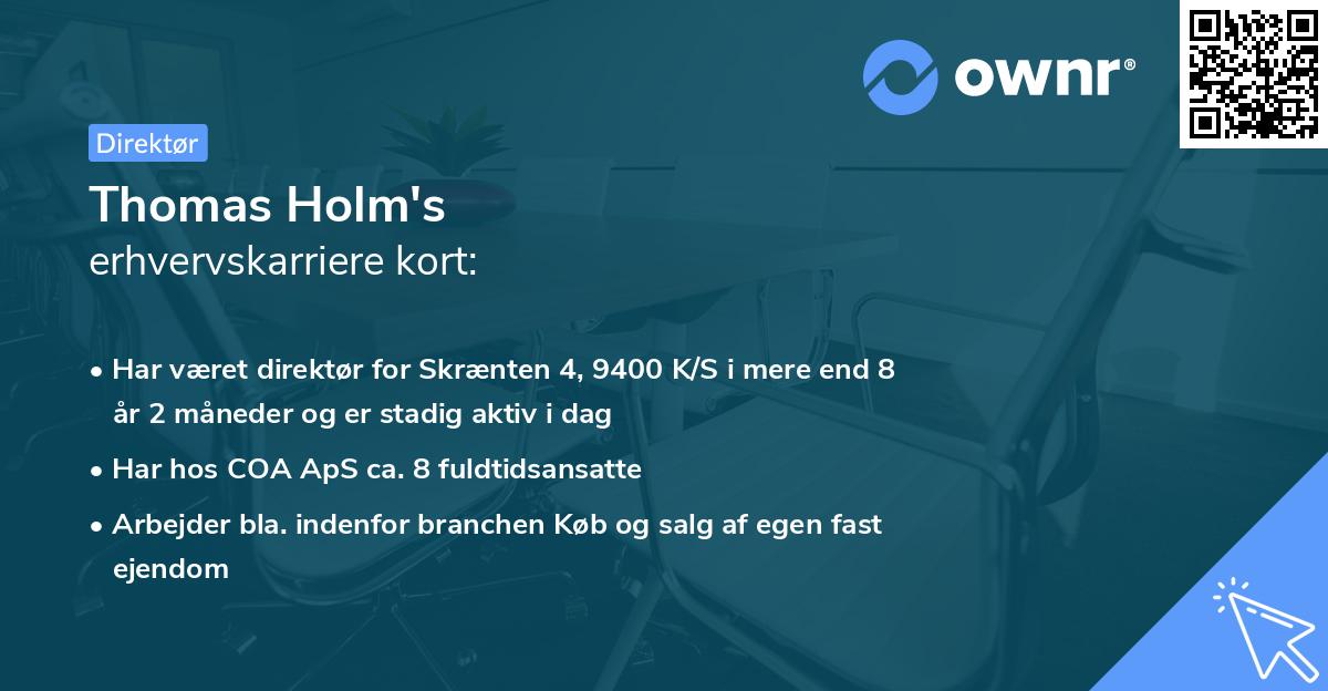 Thomas Holm's erhvervskarriere kort