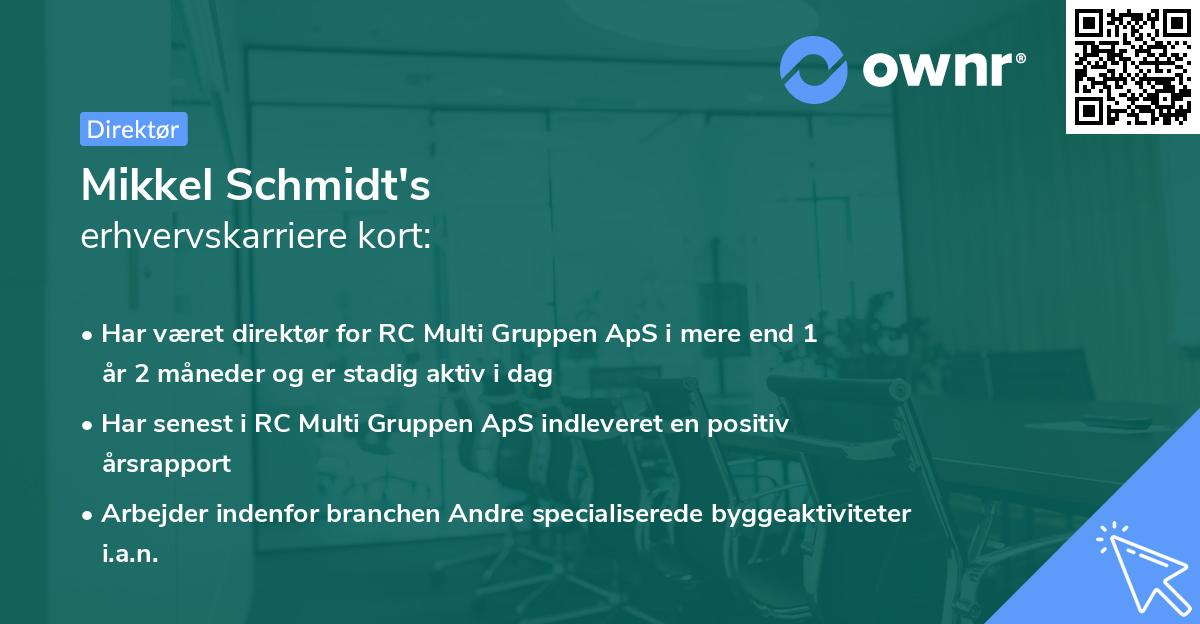 Mikkel Schmidt's erhvervskarriere kort