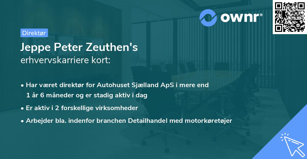 Jeppe Peter Zeuthen's erhvervskarriere kort