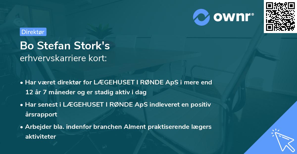 Bo Stefan Stork's erhvervskarriere kort
