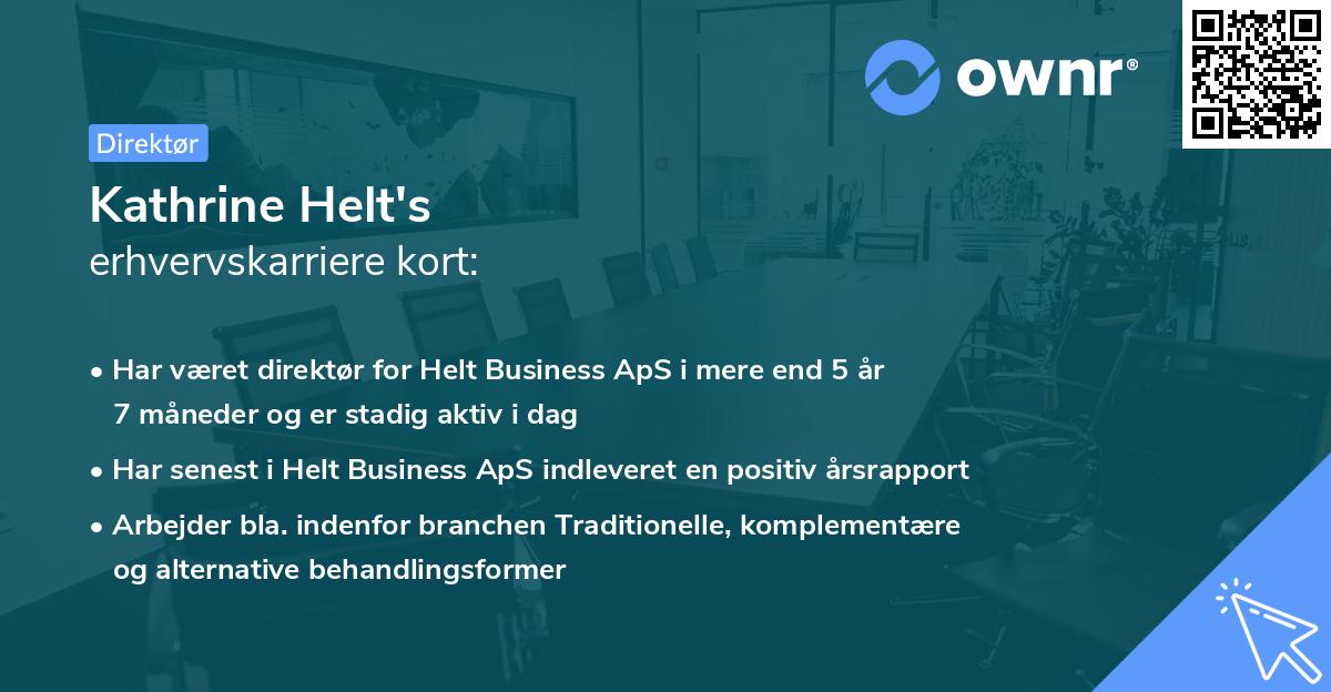 Kathrine Helt's erhvervskarriere kort
