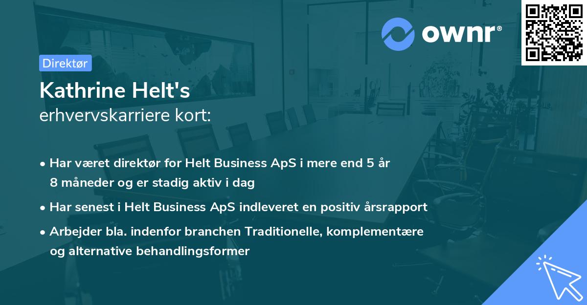 Kathrine Helt's erhvervskarriere kort