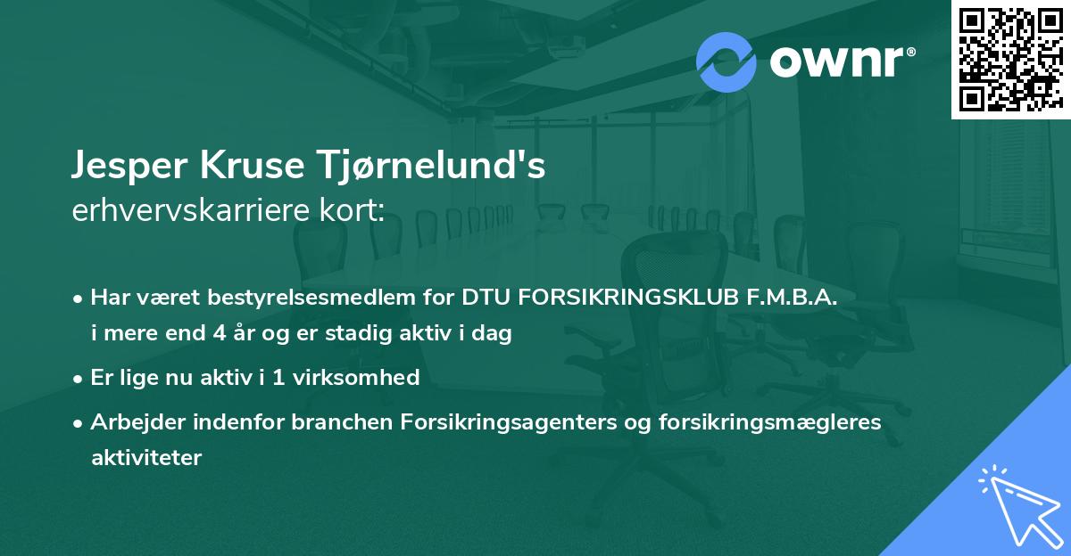 Jesper Kruse Tjørnelund's erhvervskarriere kort