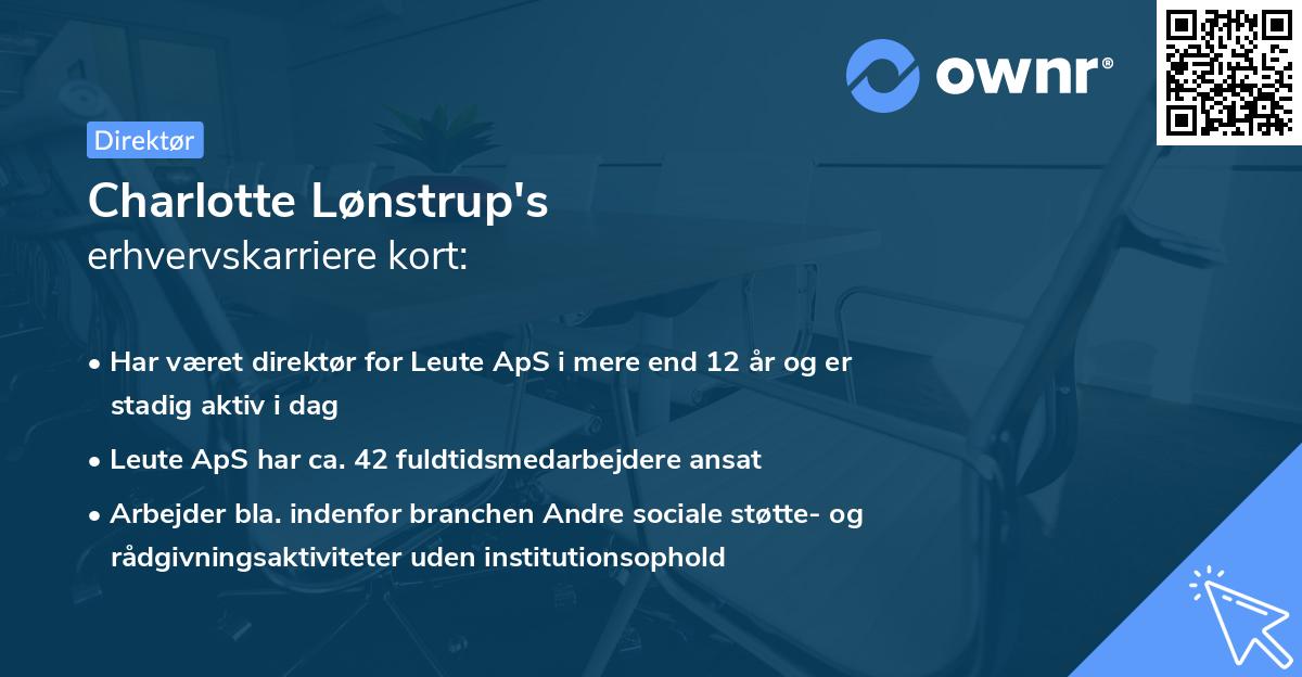 Charlotte Lønstrup's erhvervskarriere kort