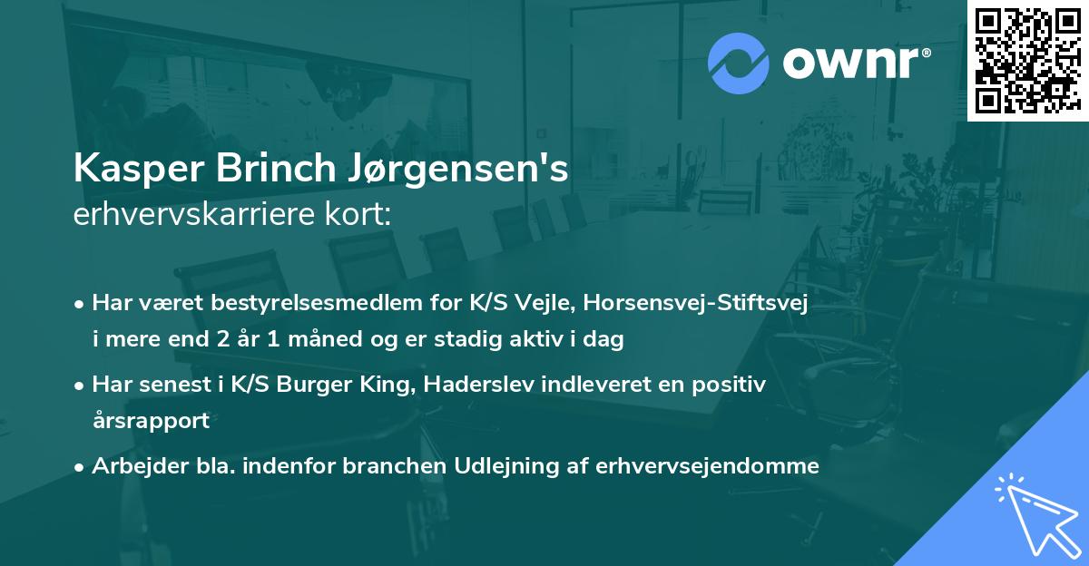 Kasper Brinch Jørgensen's erhvervskarriere kort