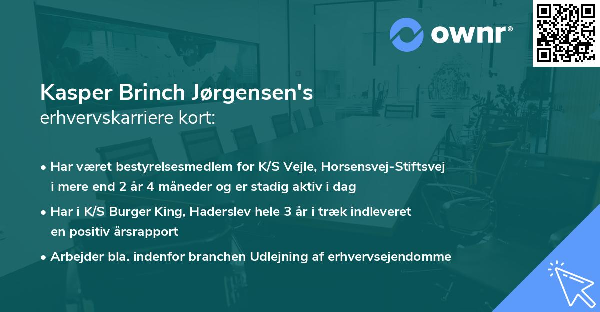 Kasper Brinch Jørgensen's erhvervskarriere kort