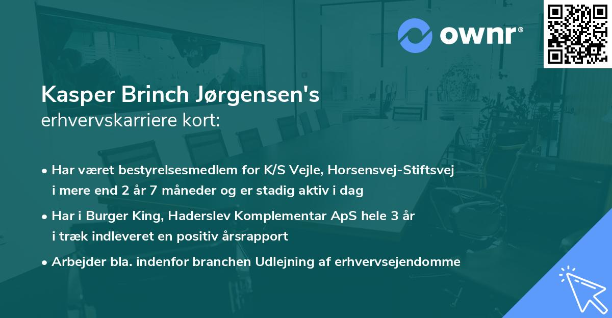 Kasper Brinch Jørgensen's erhvervskarriere kort