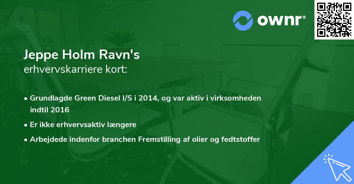 Jeppe Holm Ravn's erhvervskarriere kort