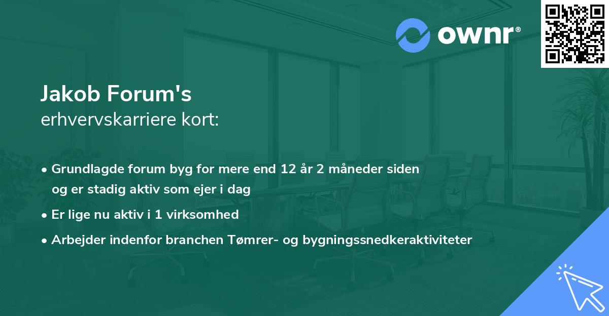 Jakob Forum's erhvervskarriere kort