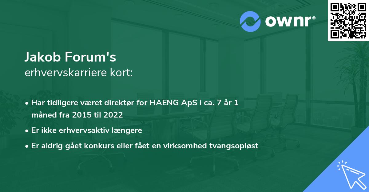Jakob Forum's erhvervskarriere kort