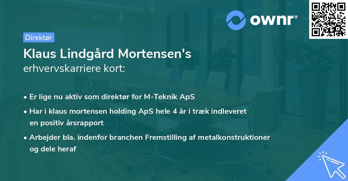 Klaus Lindgård Mortensen's erhvervskarriere kort