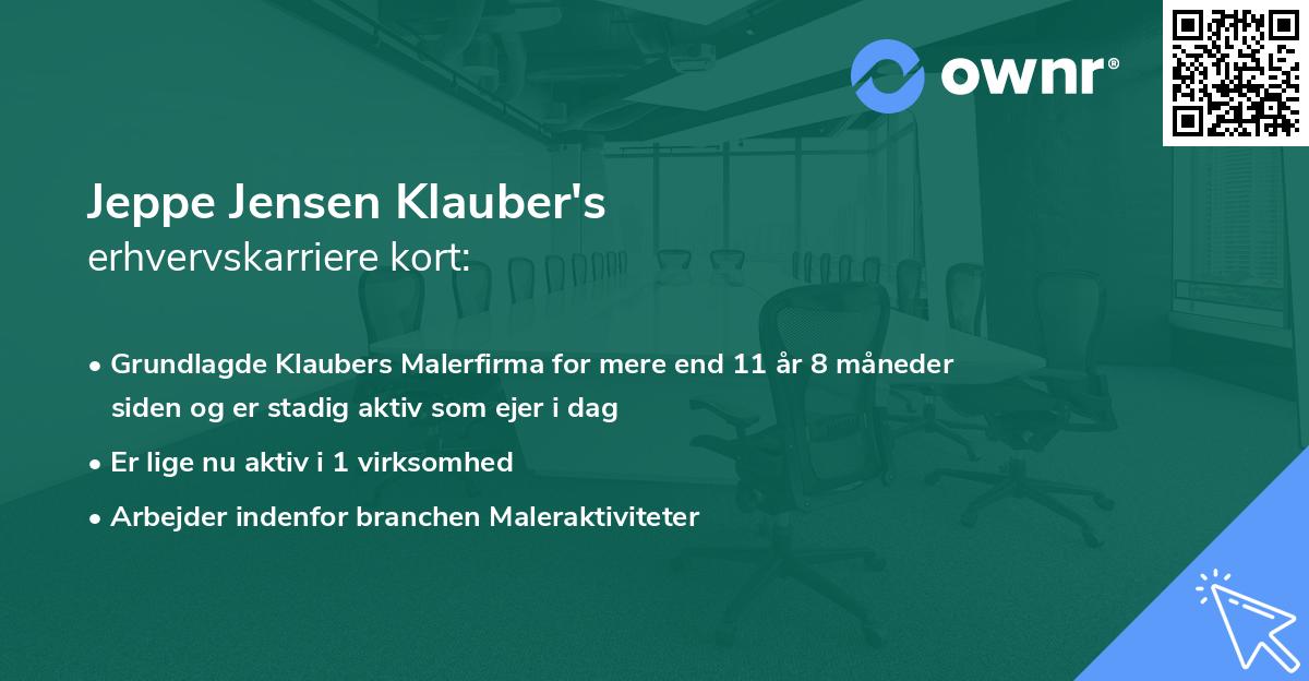 Jeppe Jensen Klauber's erhvervskarriere kort