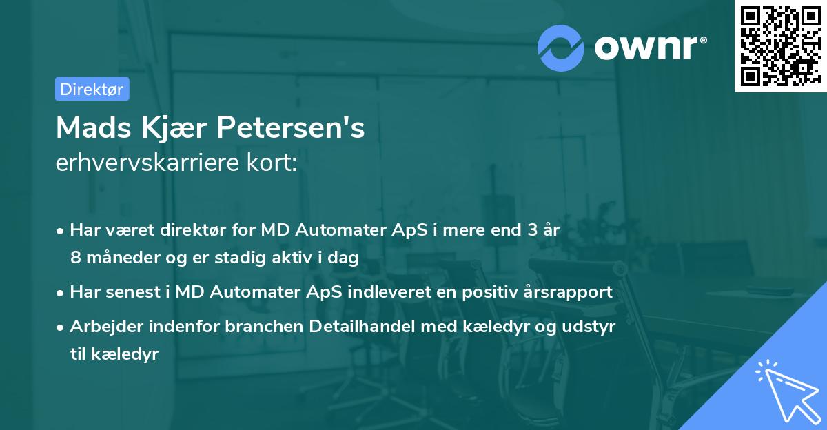 Mads Kjær Petersen's erhvervskarriere kort