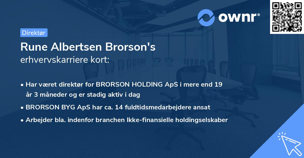 Rune Albertsen Brorson's erhvervskarriere kort
