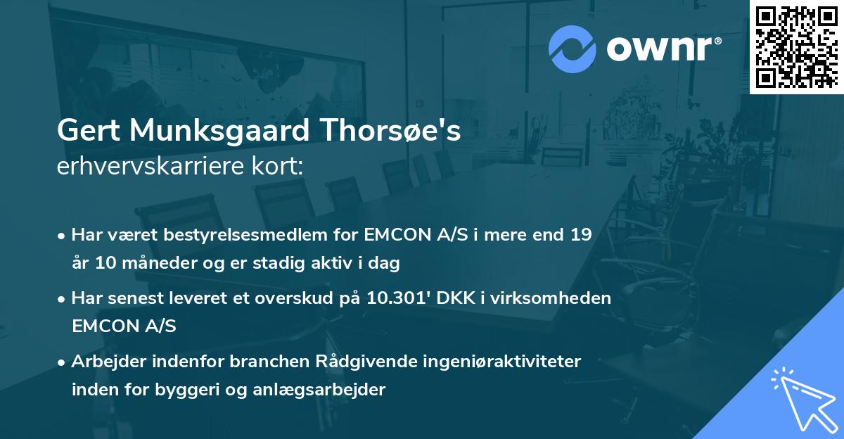 Gert Munksgaard Thorsøe's erhvervskarriere kort