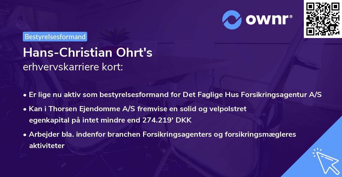 Hans-Christian Ohrt's erhvervskarriere kort