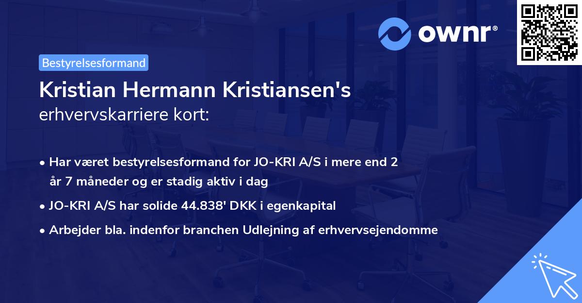 Kristian Hermann Kristiansen's erhvervskarriere kort