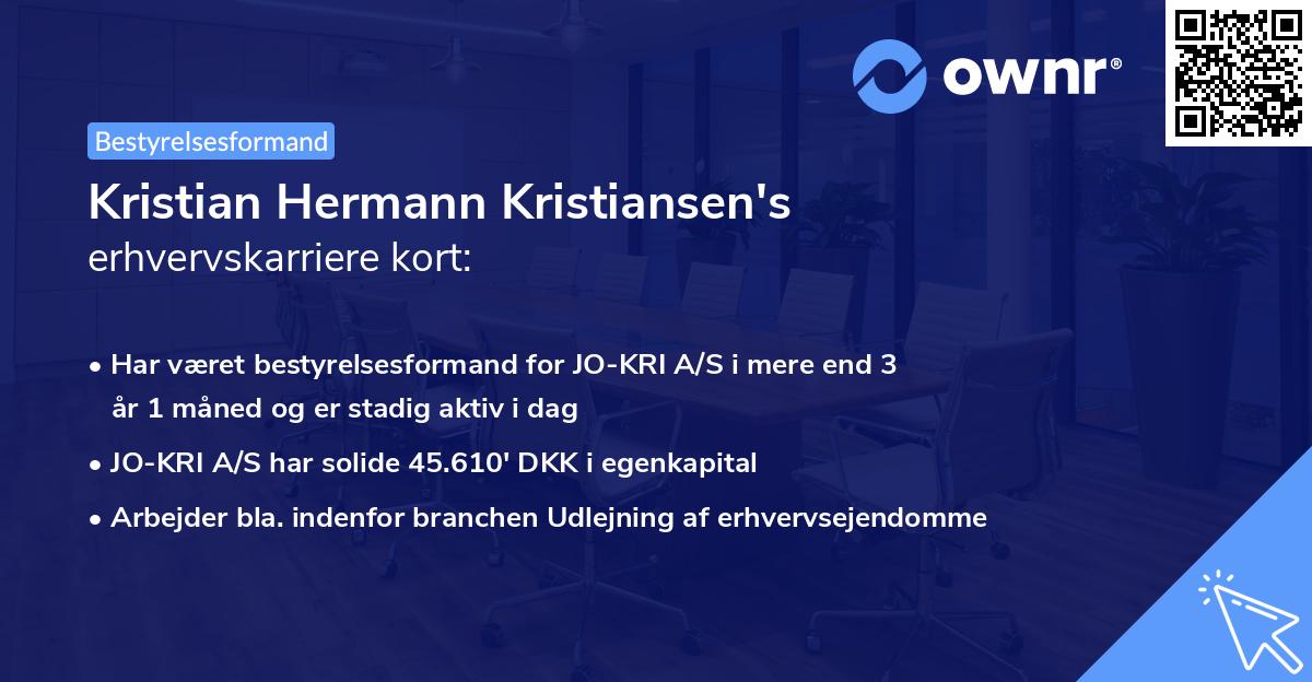 Kristian Hermann Kristiansen's erhvervskarriere kort