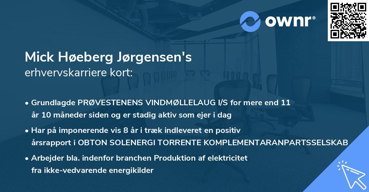 Mick Høeberg Jørgensen's erhvervskarriere kort