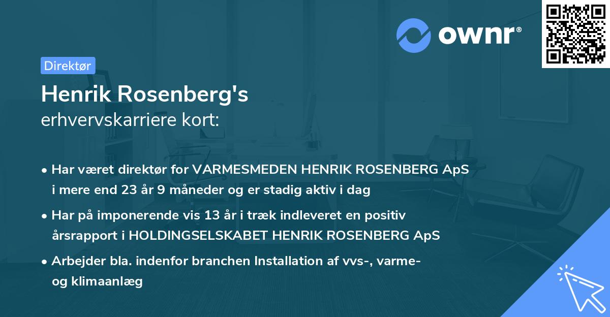 Henrik Rosenberg's erhvervskarriere kort