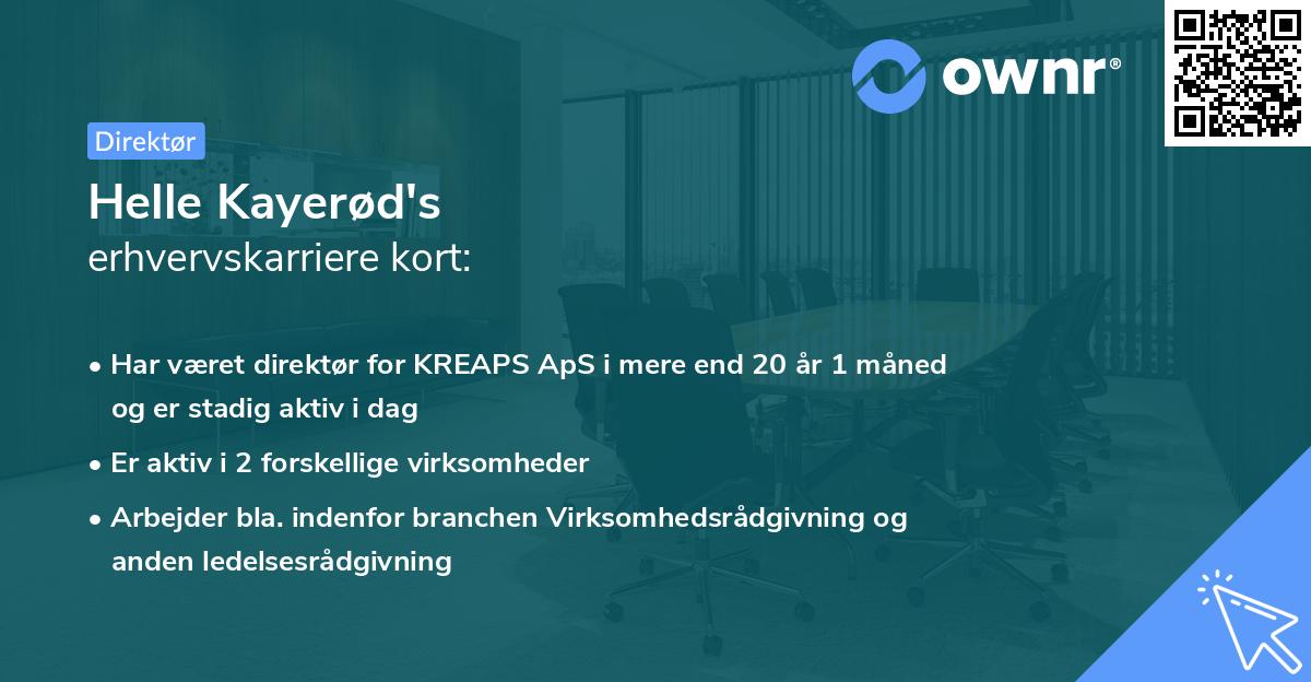 Helle Kayerød's erhvervskarriere kort