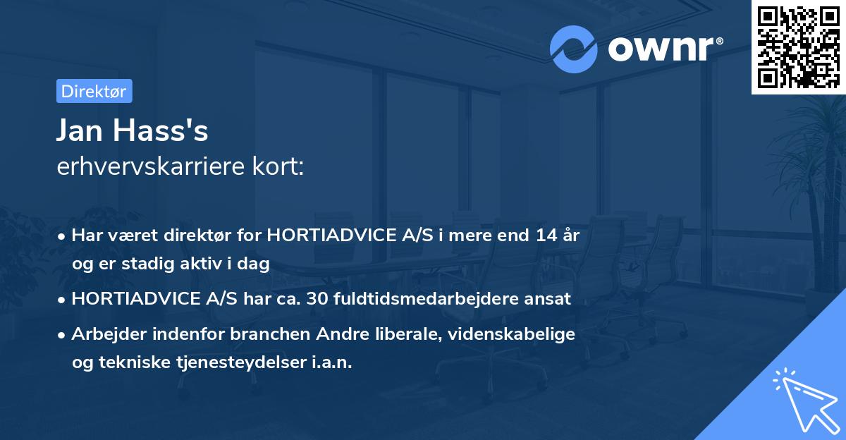 Jan Hass's erhvervskarriere kort