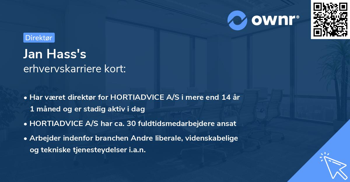 Jan Hass's erhvervskarriere kort