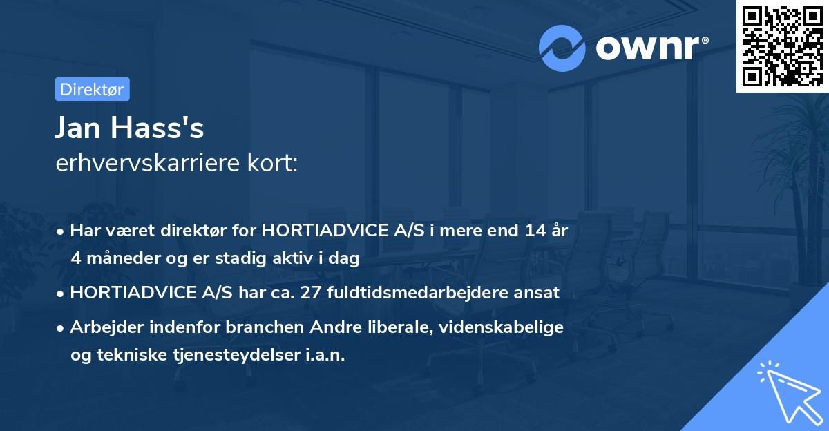 Jan Hass's erhvervskarriere kort