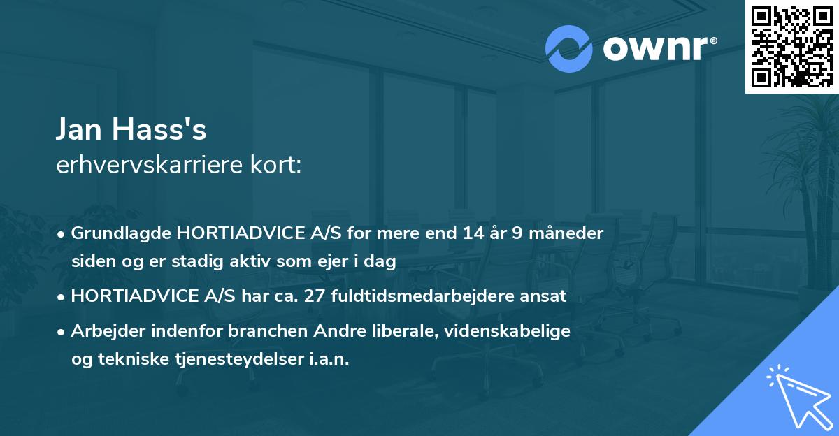 Jan Hass's erhvervskarriere kort