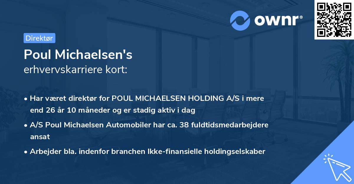 Poul Michaelsen's erhvervskarriere kort