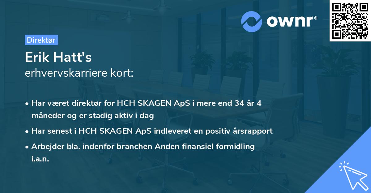 Erik Hatt's erhvervskarriere kort