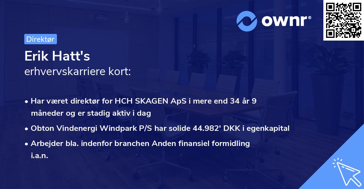 Erik Hatt's erhvervskarriere kort