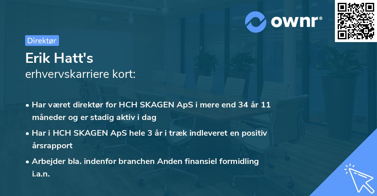 Erik Hatt's erhvervskarriere kort