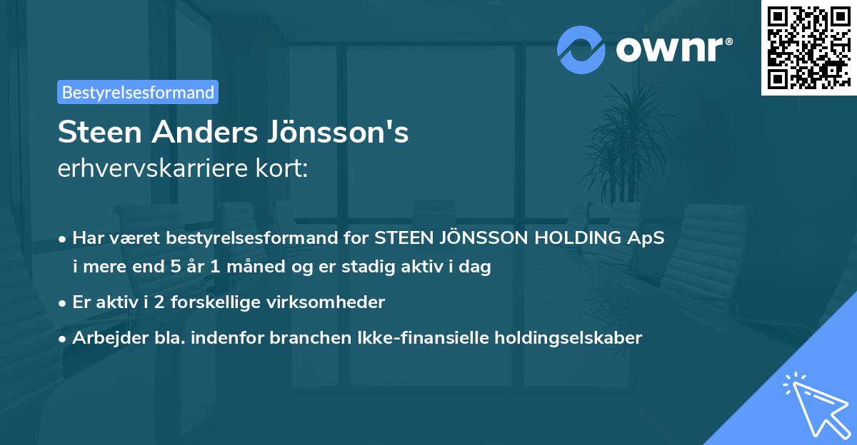Steen Anders Jönsson's erhvervskarriere kort